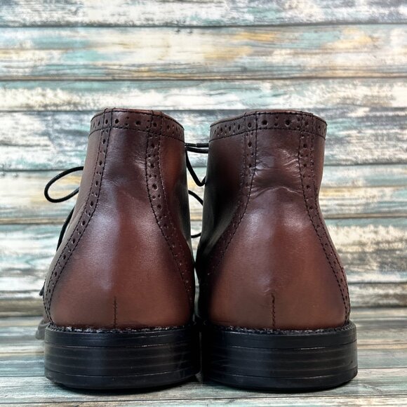 Nunn Bush Wingtip Dress Boots Mens 11 Brown Leather Lace Up Brogue Work Comfort